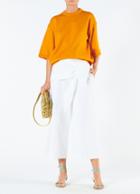 Compact Cotton Demi Cropped Pants With Removable Tie