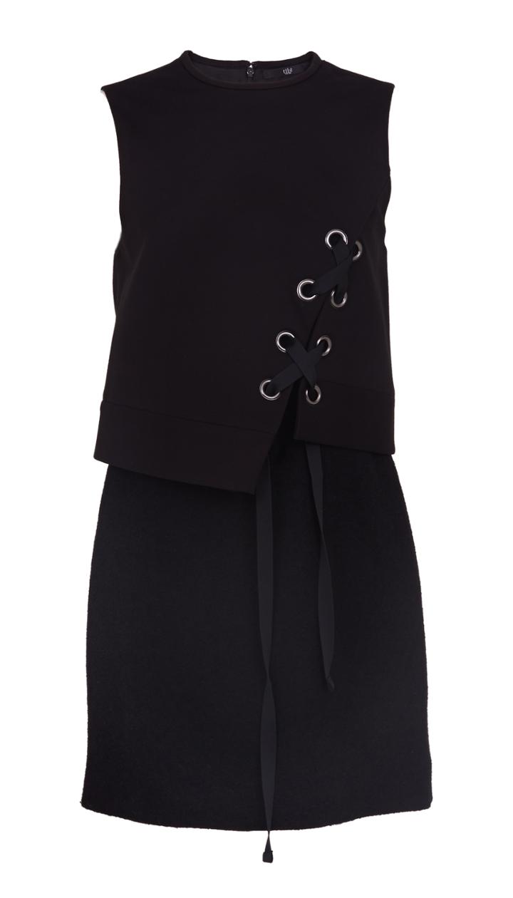 Enzo Wool Boucle Paneled Dress