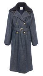 Raw Denim Trench With Removable Collar