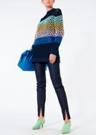 Stripe Crochet Oversized Tunic Pullover