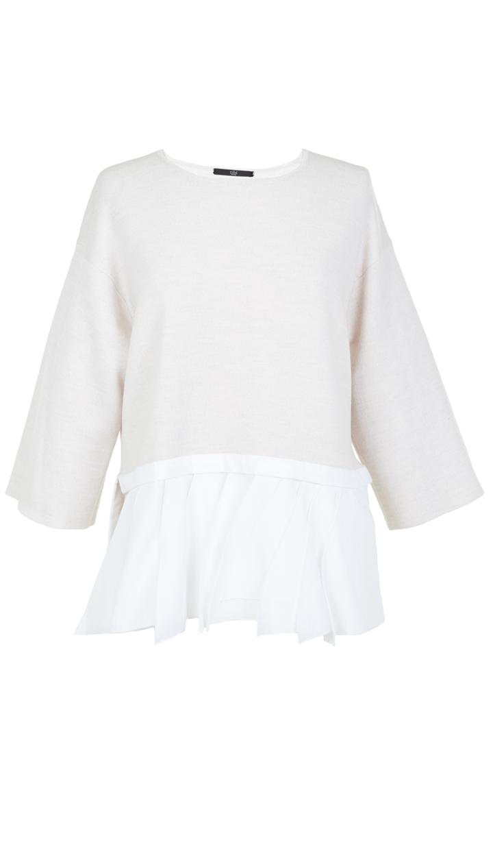 Rib Knit Layered Peplum Pullover