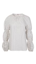 Luxe Striped Shirting Juliet Sleeve Top