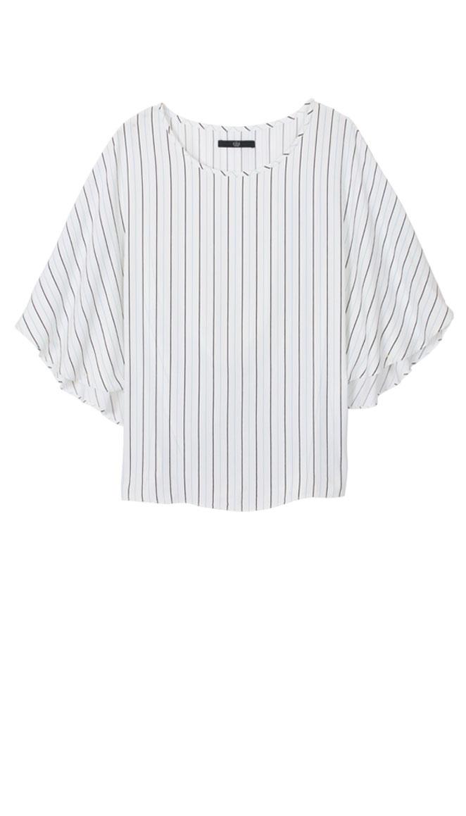 Striped Silk Cape Top