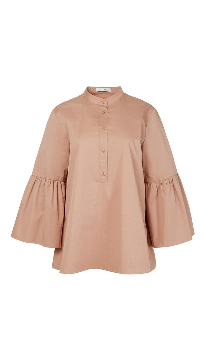 Satin Poplin Bell Sleeve Tunic