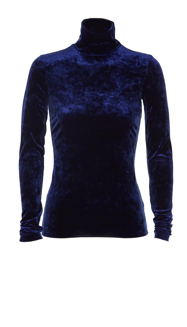 Stretch Velvet Slim Turtleneck