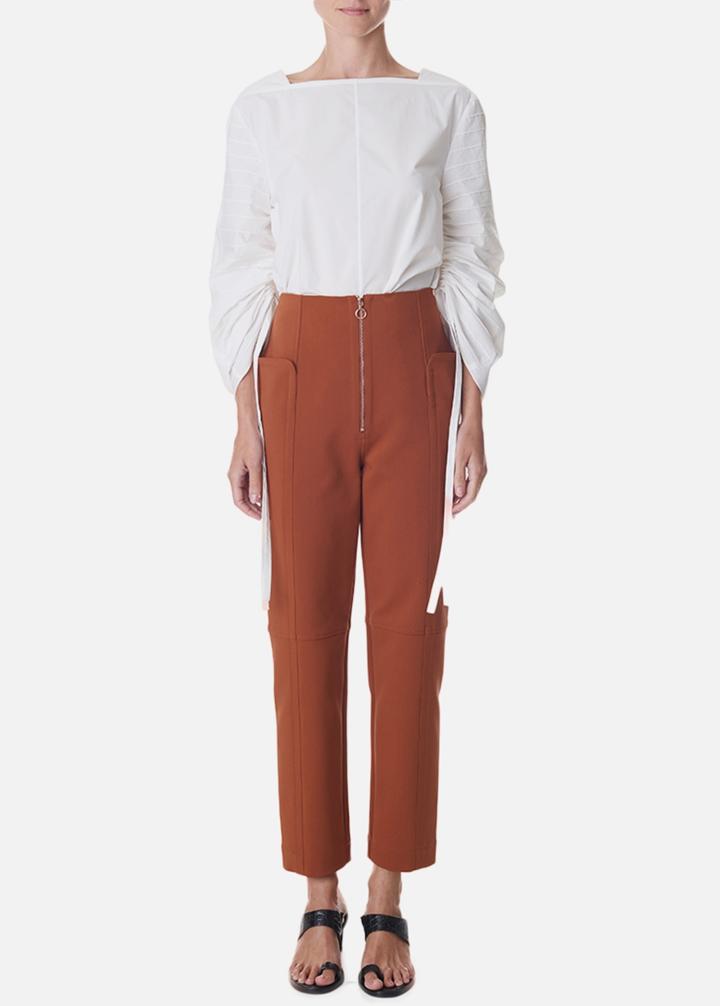 Sculpted Poplin Crewneck Top