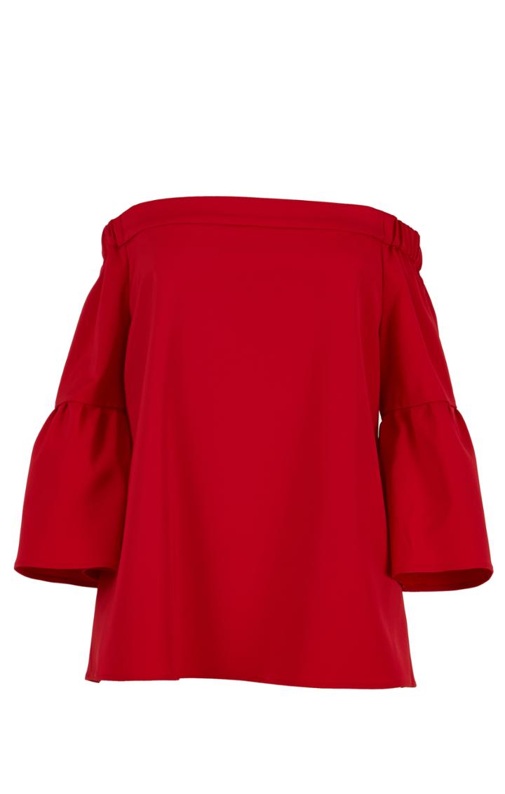 Stretch Faille Lantern Sleeve Top