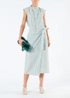 Elliot Check Sleeveless Pleat Tie Top