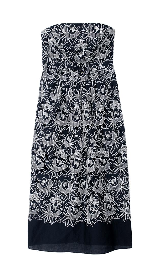 Embroidery Strapless Dress