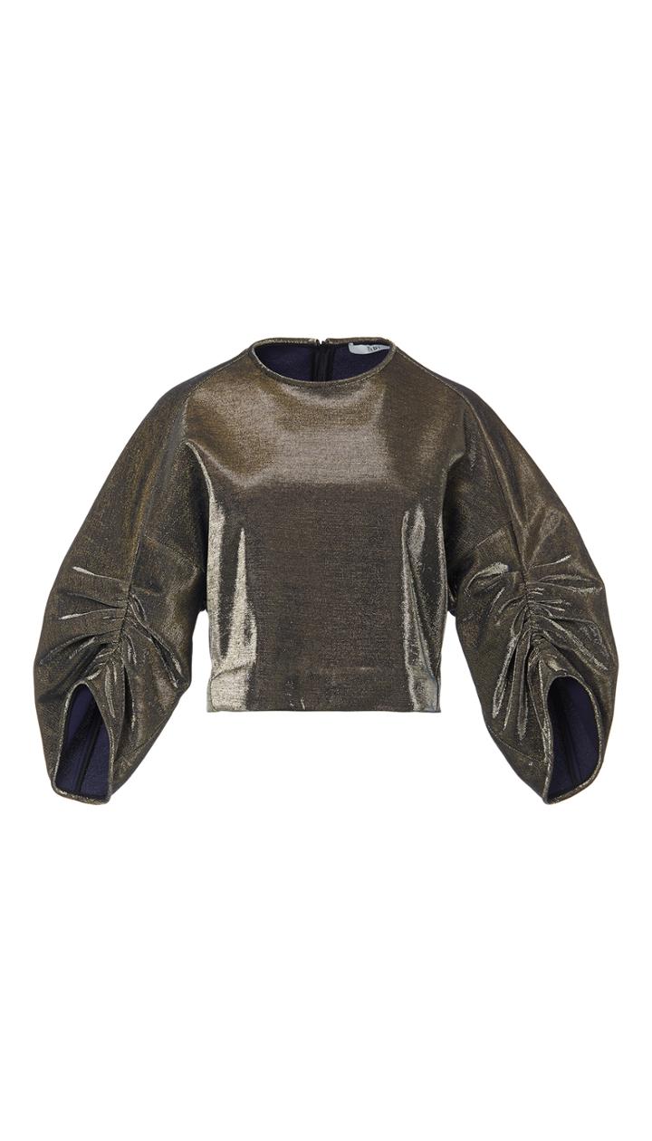 Refined Lurex Knit Sculpted Sleeve Top