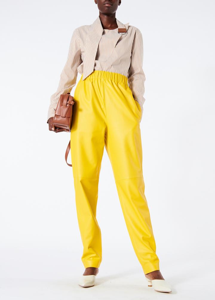 Kaia Stripe Asymmetric Tie Collar Shirt