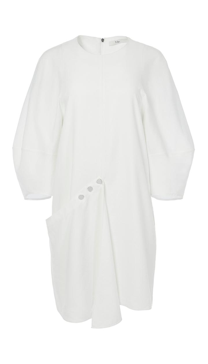 Washed Viscose Twill Asymmetrical Short Flap Dress