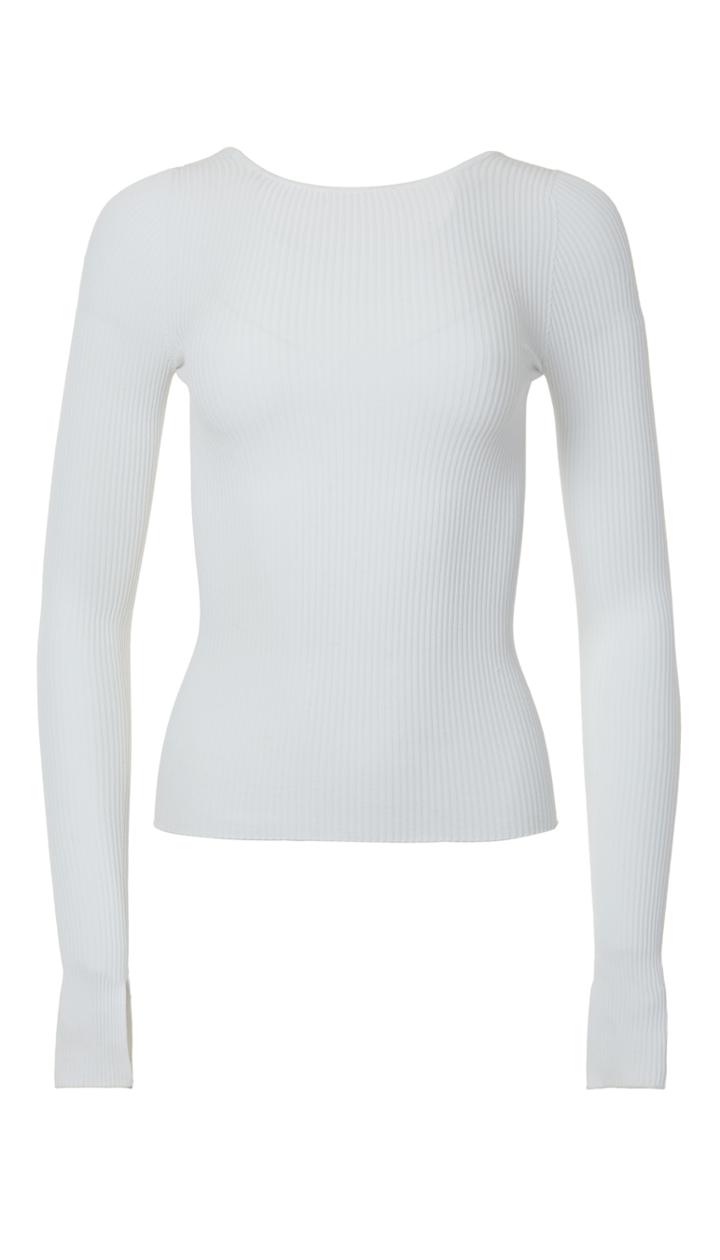 Seamless Ribbed Scoop Back Pullover