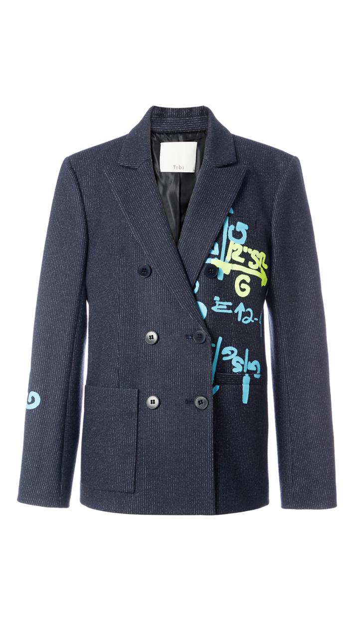 Tweed Stripe Steward Blazer With Removable Waist Detail