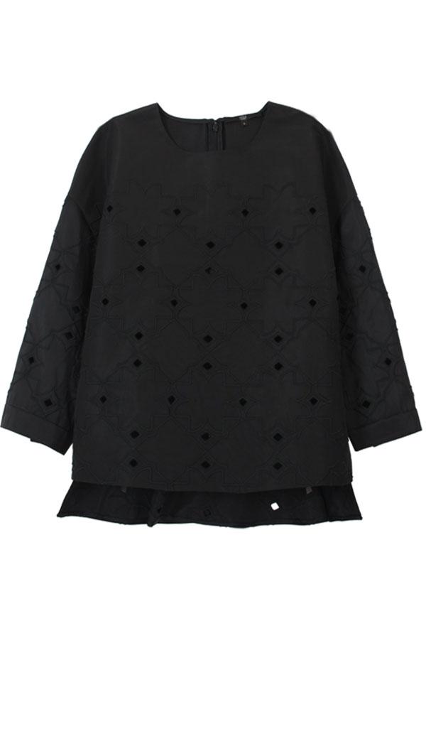 Faille Brodee Peplum Back Cropped Top