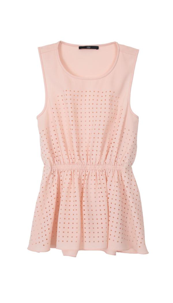 Windowpane Cut Out Shirred Tank