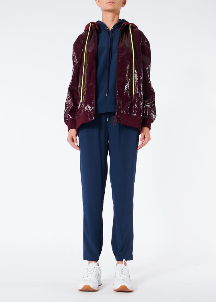 Coated Track Jacket With Removable Hood