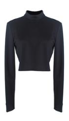 Jersey Mock Neck Long Sleeve Cropped Top
