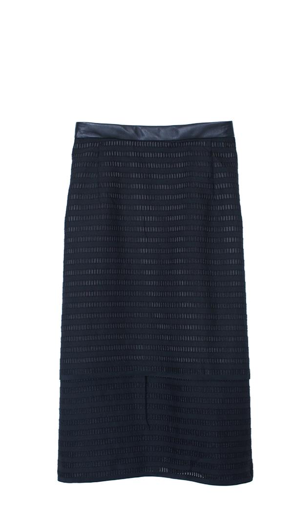Organza Stripe Layered Pencil Skirt
