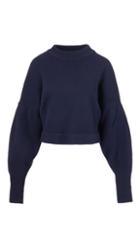 Cashmere Pleated Sleeve Cropped Pullover