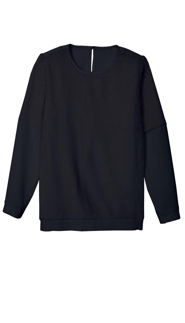 Fur & Crepe Sweatshirt