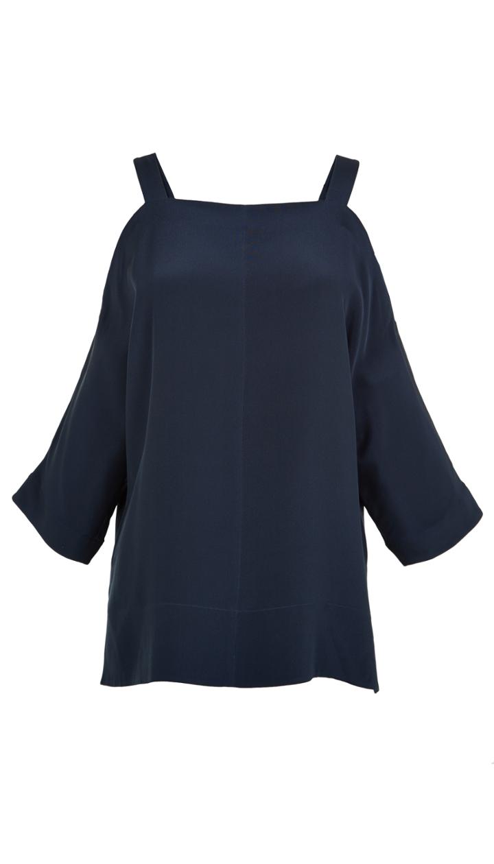 Silk Cut Out Shoulder Top