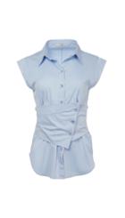 Satin Poplin Sleveless Shirt With Removable Corset