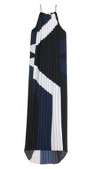Maritime Border Striped Pleated Long Dress