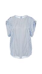 Viscose Stripe Buckle Sleeve Top With Button Back