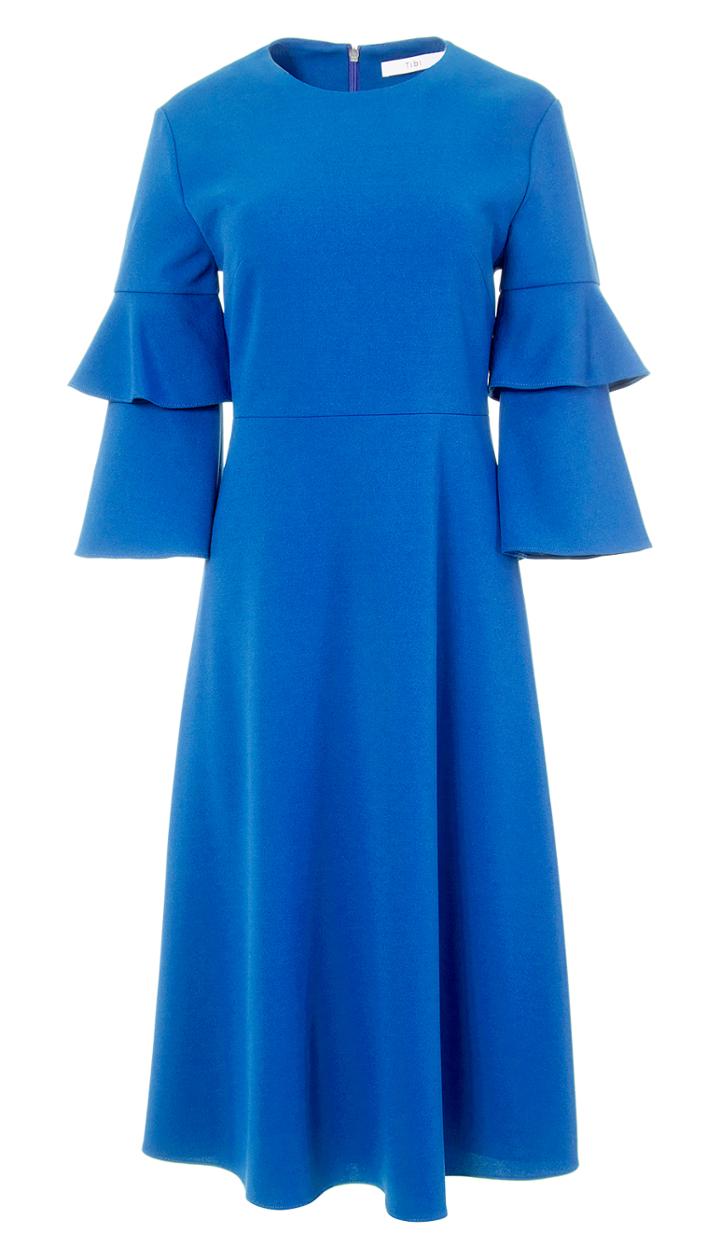 Structured Crepe Bell Sleeve Midi Dress