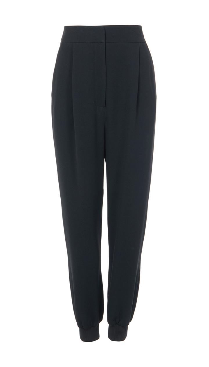 Triacetate High Waisted Pants With Rib Hem (long)
