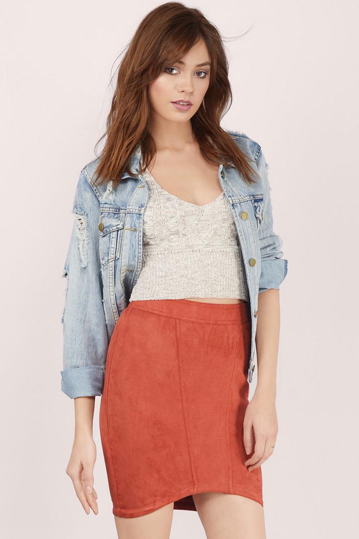 Tobi Little Secret Curved Hem Skirt