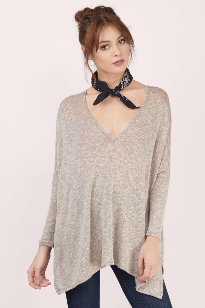 Tobi Luxor V-neck Side Slit Top