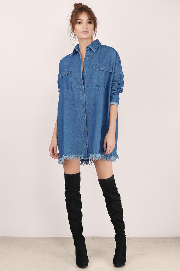 Tobi Aurelia Denim Button Down Shirt