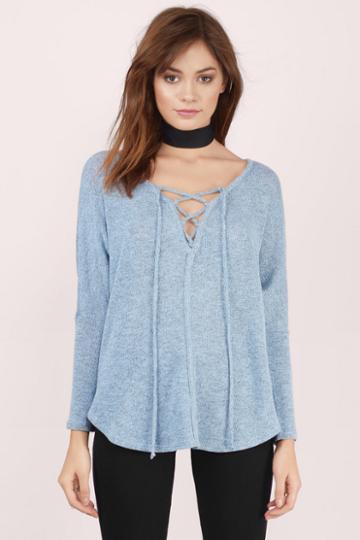 Tobi On My Way Lace Up Dolman Top
