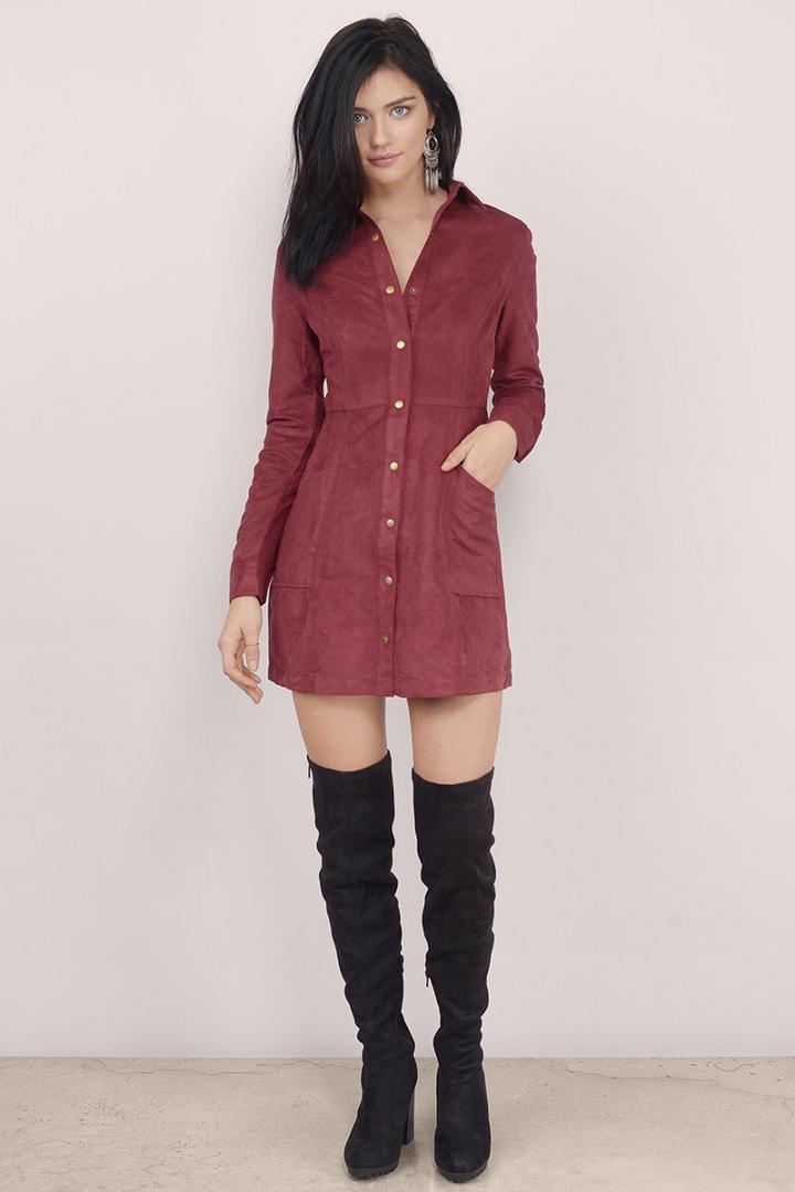 Tobi Abbey Road Faux Suede Shirt Dress