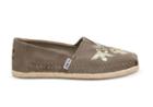 Toms Toms Desert Taupe Tribal Embroidered Suede Women's Espadrilles Shoes - Size 5.5