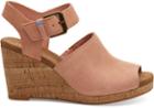 Toms Coral Pink Suede Women's Tropez Wedges