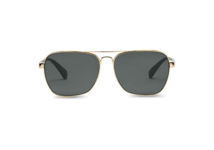 Toms Toms Navigator 201 Shiny Gold And Panama Tortoise Sunglasses With Green Grey Lens