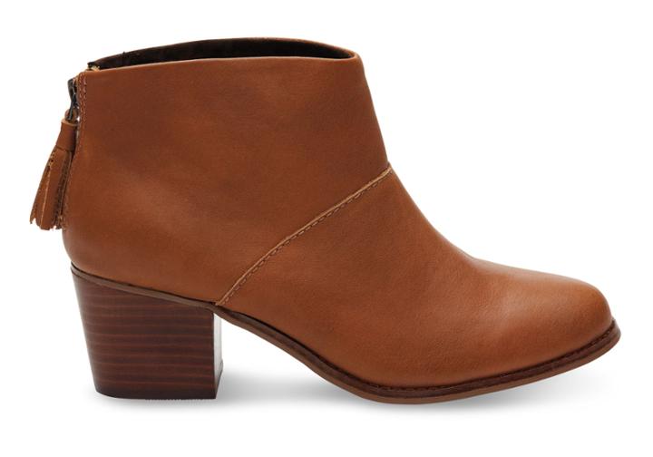 Toms Toms Warm Tan Full Grain Leather Women's Leila Booties - Size 9