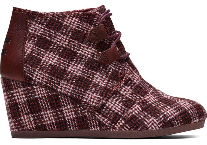 Toms Burgundy Vintage Check Women's Kala Booties