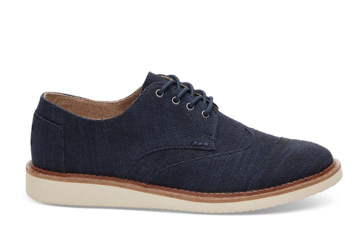 Toms Toms Navy Slubby Linen Men's Brogues Shoes - Size 9.5