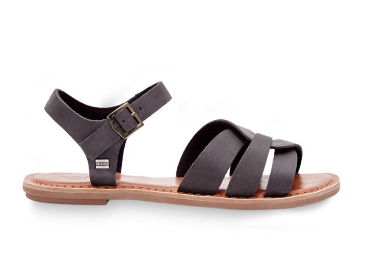 Toms Black Leather Women's Zoe Sandals
