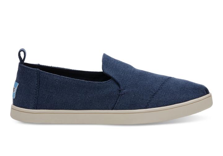 Toms Toms Navy Washed Canvas Women's Deconstructed Cupsole Alpargatas Shoes - Size 8.5