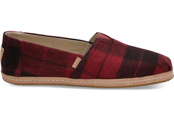 Toms Red Plaid Felt Women's Classics