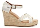 Toms Toms Platinum Grosgrain Lace Women's Strappy Wedges - Size 11