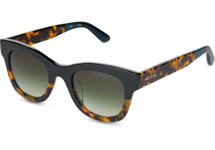 Toms Toms Chelsea Black Tortoise Fade Sunglasses With Olive Gradient Lens