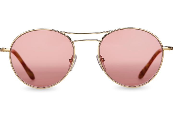 Toms Toms Melrose Shiny Gold Cherry Red Sunglasses With Amber Mirror Lens