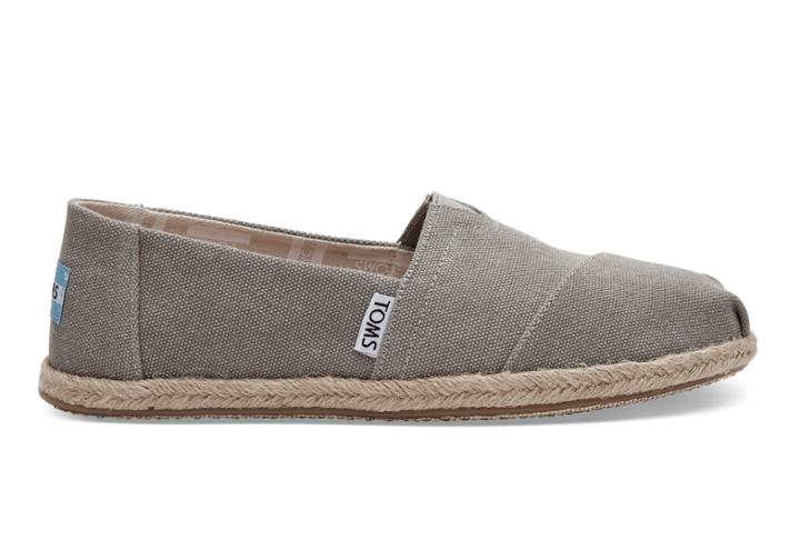 Toms Toms Drizzle Grey Washed Canvas Women's Espadrilles Shoes - Size 10