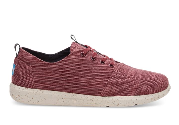 Toms Toms Pomegranate Slubby Linen Men's Del Rey Sneakers Shoes - Size 10